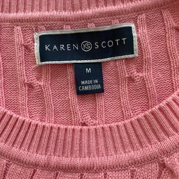 Macy’s Karen Scott Bubblegum Pink Cable Knit Academia Preppy Sweater Siz… - Picture 4 of 8